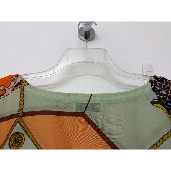 NEW Tory Burch Carousel Beach Caftan Top Cover Up Tunic Peach Orange Animal M - Picture 11 of 14